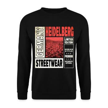 Heidelberg Deutschland Stadt Skyline Heimat Liebe - Unisex Pullover - Schwarz - Vorne - Alina (178cm) & Michal (187cm)