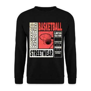 Basketball Basketballer Korb Dunking Vintage Retro - Unisex Pullover - Schwarz - Vorne - Alina (178cm) & Michal (187cm)