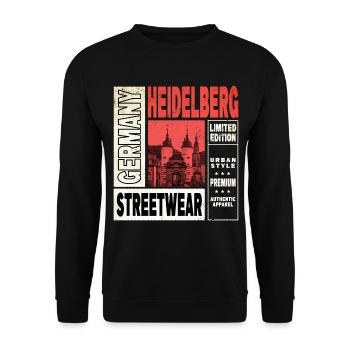 Heidelberg Deutschland Stadt Skyline Heimat Liebe - Unisex Pullover - Schwarz - Vorne - Alina (178cm) & Michal (187cm)