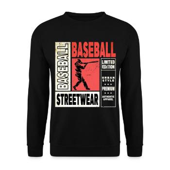 Baseball Baseballspieler USA Sport Vintage Retro - Unisex Pullover - Schwarz - Vorne - Alina (178cm) & Michal (187cm)