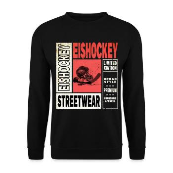 Eishockey Helm Schläger Schlittschuh Vintage Retro - Unisex Sweatshirt - black - Front - Alina (178cm) & Michal (187cm)