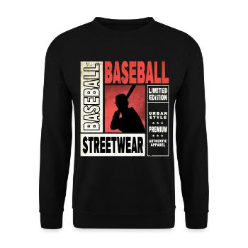 Baseball Baseballspieler USA Sport Vintage Retro - Unisex Pullover - Schwarz - Vorne - Alina (178cm) & Michal (187cm)
