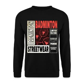 Badminton Federball Sport Spieler Vintage Retro - Unisex Pullover - Schwarz - Vorne - Alina (178cm) & Michal (187cm)