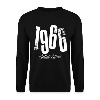 1966 Jahrgang Geburtstag Baujahr Geboren - Unisex Pullover - Schwarz - Vorne - Alina (178cm) & Michal (187cm)