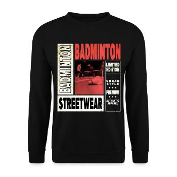 Badminton Federball Sport Spieler Vintage Retro - Unisex Pullover - Schwarz - Vorne - Alina (178cm) & Michal (187cm)