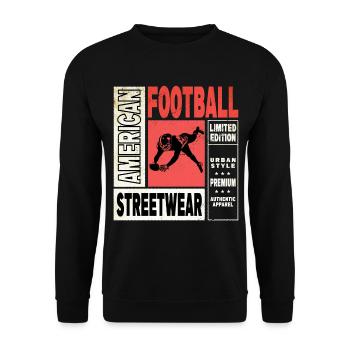 American Football Spieler Vintage Retro USA Sport - Unisex Pullover - Schwarz - Vorne - Alina (178cm) & Michal (187cm)