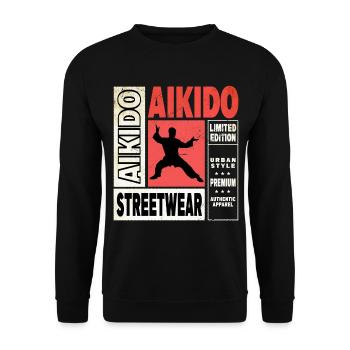 Aïkido Arts Martiaux Arts Martiaux Combattant Vintage Rétro - Sweat-shirt Unisexe - noir - Devant - Alina (178cm) & Michal (187cm)