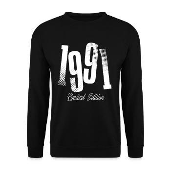 1991 Année de naissance Anniversaire Année de naissance - Sweat-shirt Unisexe - noir - Devant - Alina (178cm) & Michal (187cm)