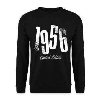 1956 Jahrgang Geburtstag Baujahr Geboren - Unisex Pullover - Schwarz - Vorne - Alina (178cm) & Michal (187cm)