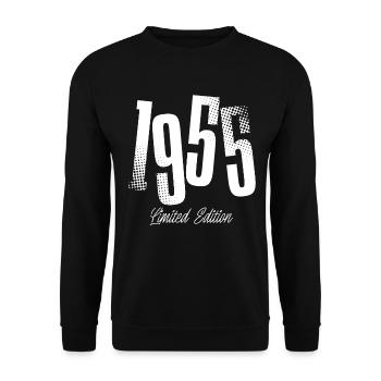1955 Jahrgang Geburtstag Baujahr Geboren - Unisex Pullover - Schwarz - Vorne - Alina (178cm) & Michal (187cm)