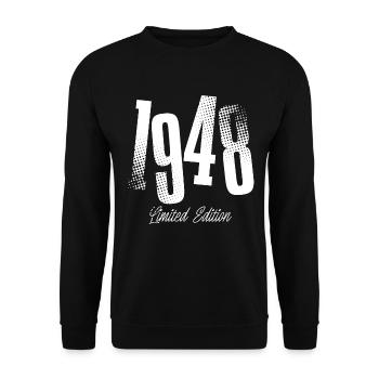 1948 Anniversaire de naissance Année de construction - Sweat-shirt Unisexe - noir - Devant - Alina (178cm) & Michal (187cm)