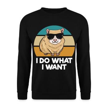 Hamster Liebhaber | Hamster Nagetiere Geschenkidee - Unisex Pullover - Schwarz - Vorne - Alina (178cm) & Michal (187cm)