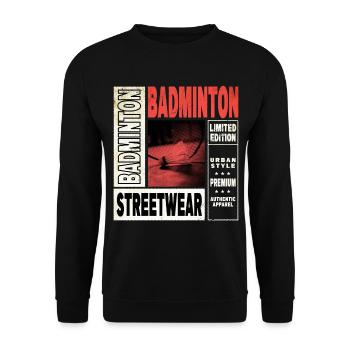 Badminton Federball Sport Spieler Vintage Retro - Unisex Pullover - Schwarz - Vorne - Alina (178cm) & Michal (187cm)