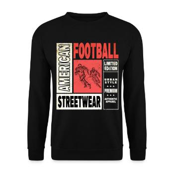 American Football Spieler Vintage Retro USA Sport - Unisex Pullover - Schwarz - Vorne - Alina (178cm) & Michal (187cm)