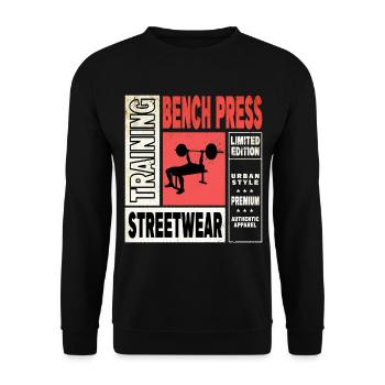 bench press, weightlifting, weight training, fitness, strong - Unisex Sweatshirt - black - Front - Alina (178cm) & Michal (187cm)