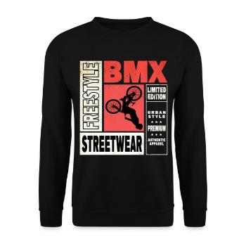BMX Fahrrad Biker Stunt Trick Freestyle Vintage - Unisex Pullover - Schwarz - Vorne - Alina (178cm) & Michal (187cm)