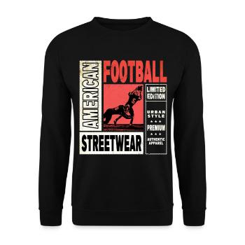 American Football Spieler Vintage Retro USA Sport - Unisex Pullover - Schwarz - Vorne - Alina (178cm) & Michal (187cm)