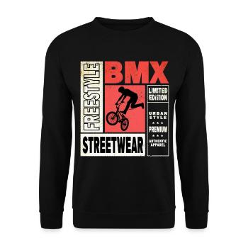BMX Fahrrad Biker Stunt Trick Freestyle Vintage - Unisex Pullover - Schwarz - Vorne - Alina (178cm) & Michal (187cm)