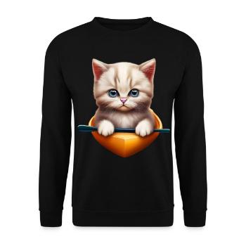 Cute cat in kayak - Unisex Sweatshirt - black - Front - Alina (178cm) & Michal (187cm)