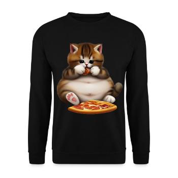 Chat amateur de pizza - Sweat-shirt Unisexe - noir - Devant - Alina (178cm) & Michal (187cm)