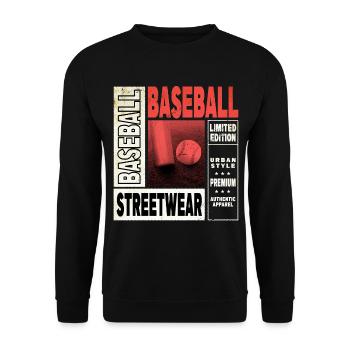 Baseball Baseballspieler USA Sport Vintage Retro - Unisex Pullover - Schwarz - Vorne - Alina (178cm) & Michal (187cm)
