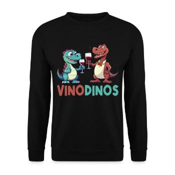 Dino Wine Vino Dinos Dinosaur T-Rex Red Wine - Unisex Sweatshirt - black - Front - Alina (178cm) & Michal (187cm)
