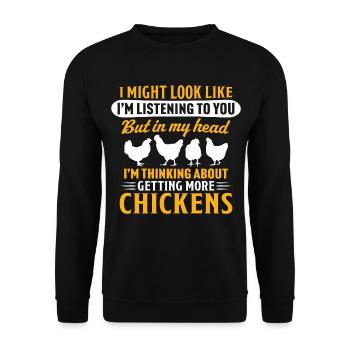 J’envisage d’avoir plus de poulets - Sweat-shirt Unisexe - noir - Devant - Alina (178cm) & Michal (187cm)