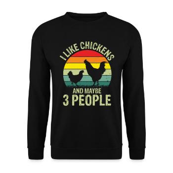 J’aime les poules et peut-être 3 personnes - Sweat-shirt Unisexe - noir - Devant - Alina (178cm) & Michal (187cm)
