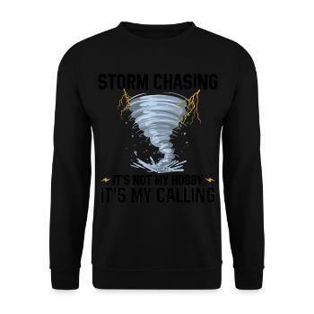 Geschenkidee für Sturmjäger | Sturmbegleiter Blitz - Unisex Pullover - Schwarz - Vorne - Alina (178cm) & Michal (187cm)