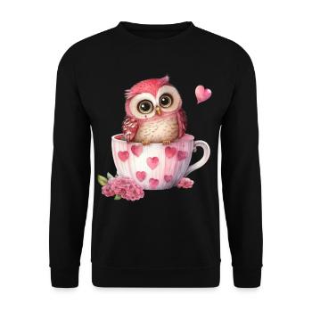 Owl Owls - Unisex Sweatshirt - black - Front - Alina (178cm) & Michal (187cm)
