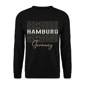 Hamburg Font Germany - Unisex Sweatshirt - black - Front - Alina (178cm) & Michal (187cm)