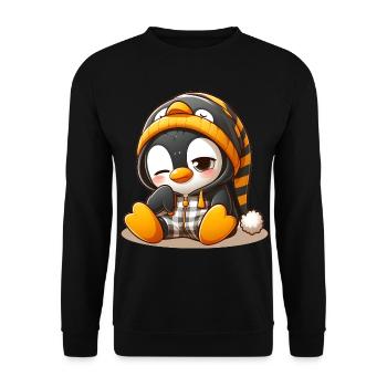 Pingouin fatigué - Sweat-shirt Unisexe - noir - Devant - Alina (178cm) & Michal (187cm)