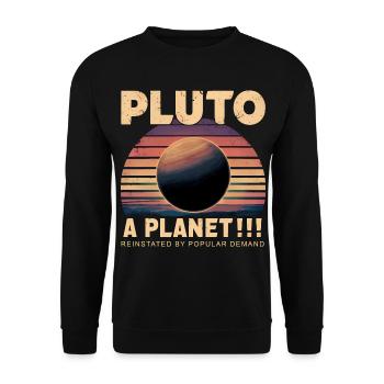 Pluto A Planet Retro Sonnenuntergang Advocacy Design - Unisex Pullover - Schwarz - Vorne - Alina (178cm) & Michal (187cm)
