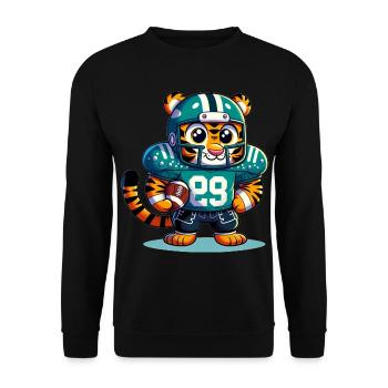 Cute American Football Player Tiger - Unisex Sweatshirt - black - Front - Alina (178cm) & Michal (187cm)