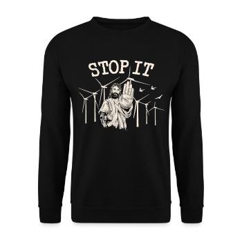 Stop wind energy - Jesus Against Wind Power - Unisex Sweatshirt - black - Front - Alina (178cm) & Michal (187cm)