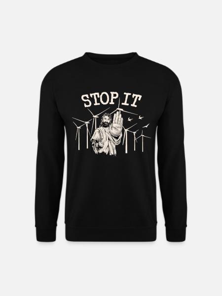 Stopp Windkraft - Jesus gegen Windenergie - Unisex Pullover - Schwarz