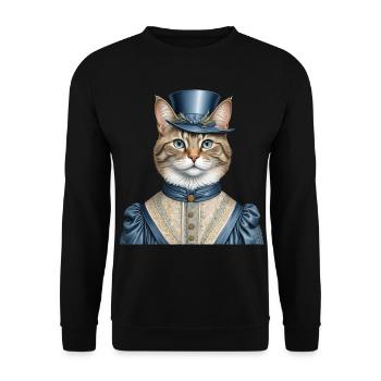 Frau Katze - Unisex Pullover - Schwarz - Vorne - Alina (178cm) & Michal (187cm)