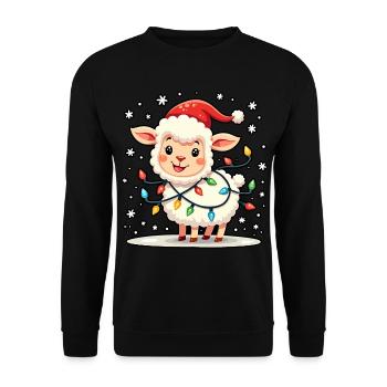 Weihnachtsschaf - Unisex Pullover - Schwarz - Vorne - Alina (178cm) & Michal (187cm)