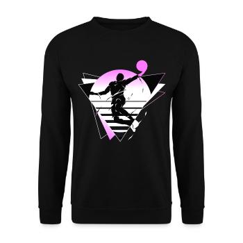 Basketball Basketballer Spieler Fan Neon Bunt - Unisex Pullover - Schwarz - Vorne - Alina (178cm) & Michal (187cm)