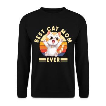 Cat Best Cat Mom Ever Cat Mom Funny Saying - Unisex Sweatshirt - black - Front - Alina (178cm) & Michal (187cm)