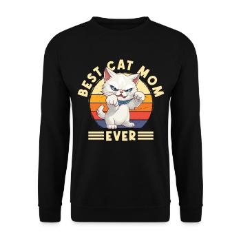 Cat Best Cat Mom Ever Cat Mom Funny Saying - Unisex Sweatshirt - black - Front - Alina (178cm) & Michal (187cm)