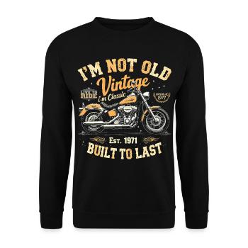 Jahrgang 1971 geboren Motorrad Geburtstag Geschenk - Unisex Pullover - Schwarz - Vorne - Alina (178cm) & Michal (187cm)