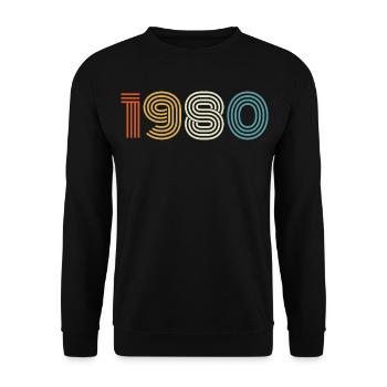 1980 Gift 1980 Vintage 1980's - Unisex Sweatshirt - black - Front - Alina (178cm) & Michal (187cm)