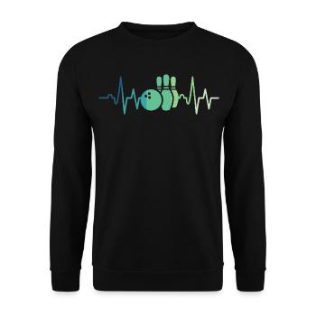 Bowling-Herzschlag-Bowler - Unisex Pullover - Schwarz - Vorne - Alina (178cm) & Michal (187cm)