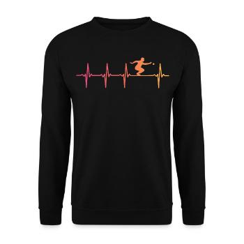 Sunset Pétanque Herzschlag-Bouliste - Unisex Pullover - Schwarz - Vorne - Alina (178cm) & Michal (187cm)