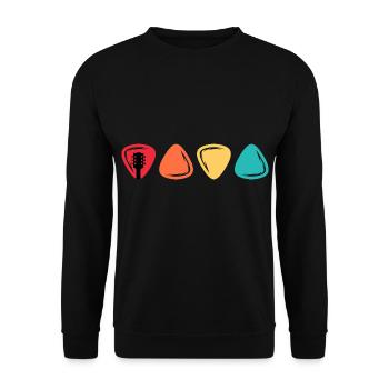 Gitarre Musikinstrument Retro Plektrum Musiker - Unisex Pullover - Schwarz - Vorne - Alina (178cm) & Michal (187cm)