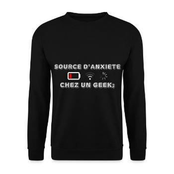 Source d Anxiété Chez un Geek - Sweat-shirt Unisexe - noir - Devant - Alina (178cm) & Michal (187cm)