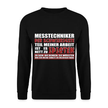 MESSTECHNIKER DER SCHWIERIGSTE TEIL MEINER ARBEIT - Unisex Pullover - Schwarz - Vorne - Alina (178cm) & Michal (187cm)