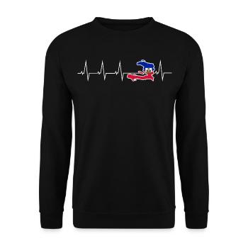 J’aime Haïti - battement de coeur - Sweat-shirt Unisexe - noir - Devant - Alina (178cm) & Michal (187cm)