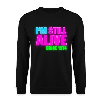 NEON - Birthday - still alive since 1974 (uk) - Unisex Sweatshirt - black - Front - Alina (178cm) & Michal (187cm)